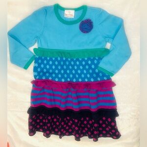 HANNA ANDERSSON sweater TWIRL DRESS SIZE 100 (Girls 4 4T) stripe polka dot soft